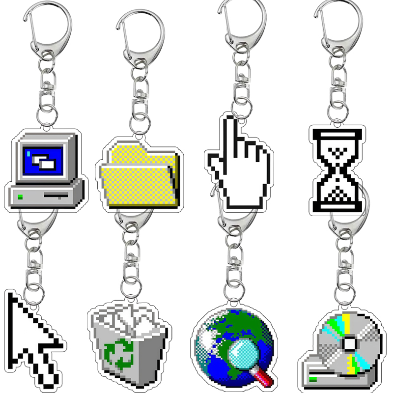 Tech Accessories Icon - Yaratıcı Çift Taraflı Baskı Retro Piksel