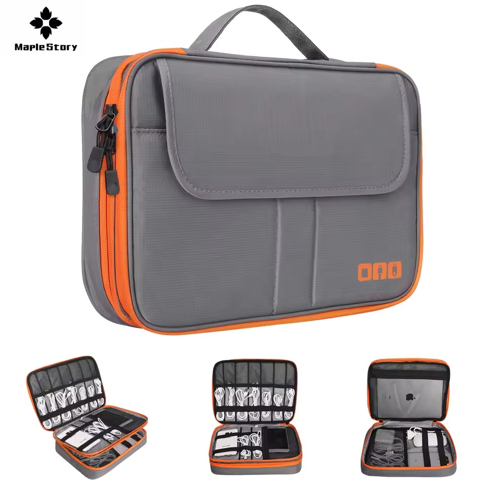 Tech Accessories Organizer - Seyahat Çift Katmanlı Dijital Saklama Çantası